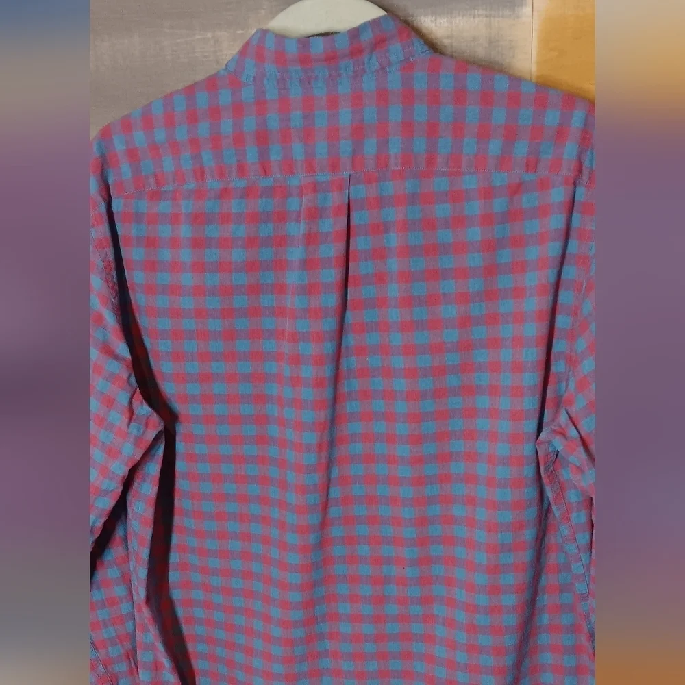 J.Crew Organic Cotton Slim Button Down Shirt M Red Blue